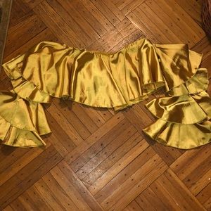 gold off the shoulder cropped blouse